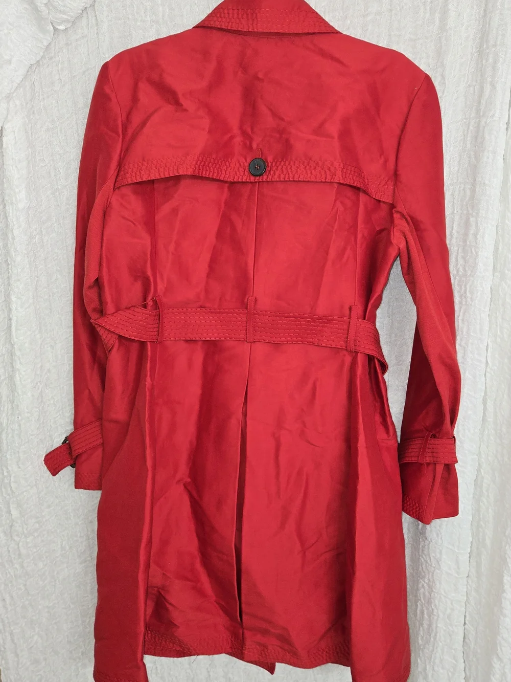 BCBGMaxAzria Red Double-Breasted‎ Trench Coat with Belt